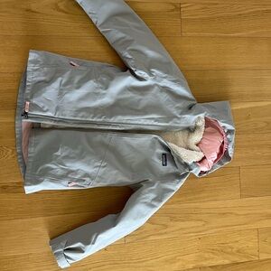 Patagonia Snow Belle Three-piece Gray and Pink Hooded Jacket